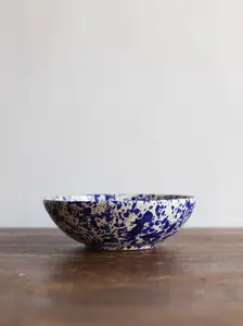 Ceramic Splatter Low Salad Bowl