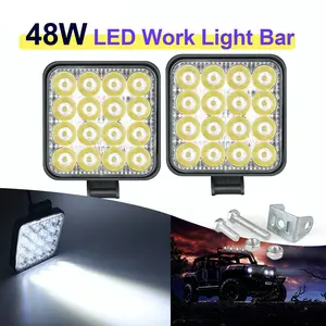 2pcs LED Truck Work Lights, 48W High Brightness LED Flood Light Bar, Work Light Truck OffRoad Tractor Flood Lights 12V-24V Square, jeeplight