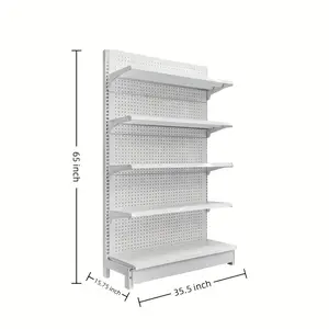 [New] 1pc Extra-long 65inch Heavy-duty Commercial Shelf - Extra-high Retail Display Rack, Adjustable Height, 350 lbs Load Capacity - Freestanding Floor Metal Shelf System, Backrooms - Space-saving Storage Rack Organiser Steel