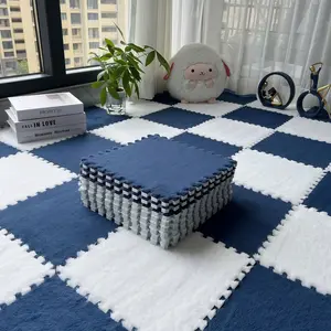 36-piece multi-colored plush puzzle foam floor mat, soft and fluffy interlocking square foam tiles, suitable for living room and bedroom decoration
