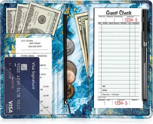 Server Book for Waitress Book Organizer Leather Waiter Book with Zipper Pocket for Restaurant