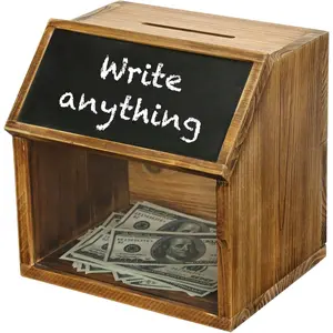 Tip Jar,Suggestion Box,Donation Box for Fundraising,Wooden Tip boxes with Slot and Lock,Prayer Boxes with Chalkboard Label and Keys for Church,Wedding