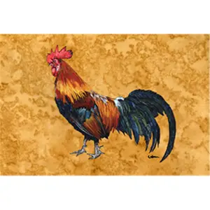 212 MAIN Rectangular Rooster Printed Polyester Fabric Placemat - Animal Motif Kitchen Tableware, Washable Stain-Resistant Dining Table Accessory