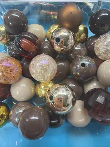 Browns and Gold 20mm assorted Acrylic Bead's qty 15