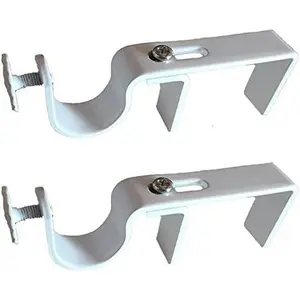 Bracket - No Drill Curtain Rod Bracket Attachment over Blinds (White)