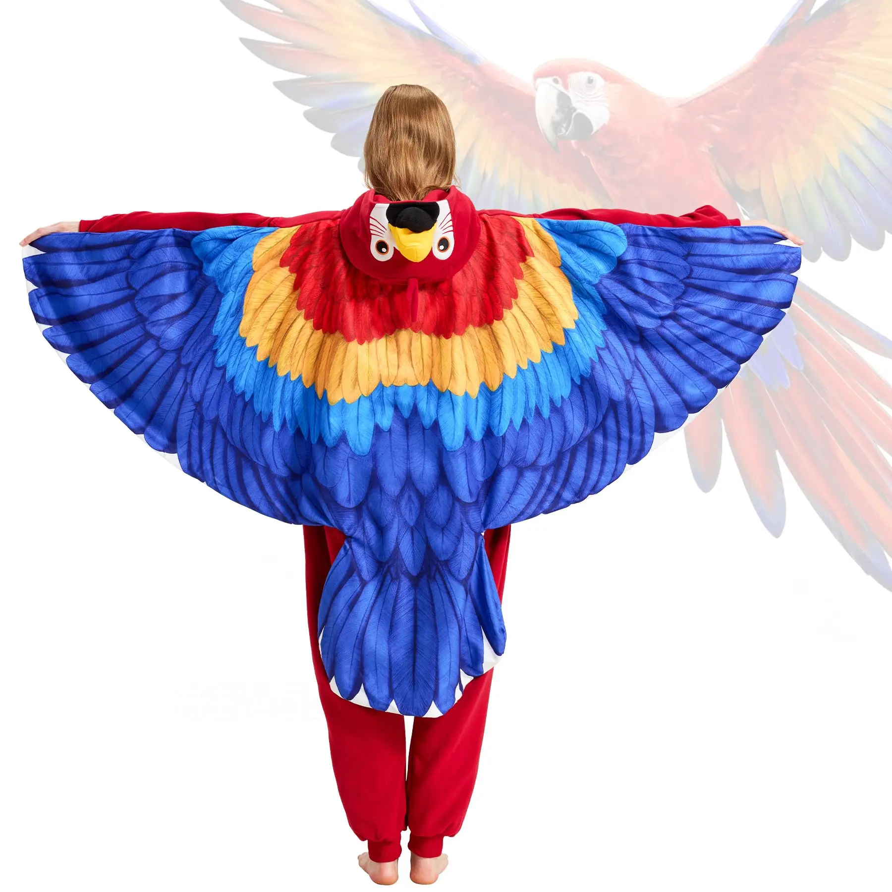 Women's Colorful Parrot Costume with Wings, Comfortable Clothes for Halloween, Sizes S-M-L-XL, Fits Most, Includes Matching Accessories