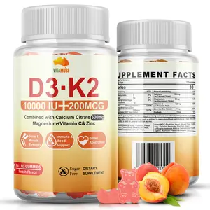 Vitamin D3 K2 Gummies - 60 Count - Supports Healthy Bone, Heart & Calcium Absorption, & Immune Health - Plant Based, Non-GMO, Gluten Free