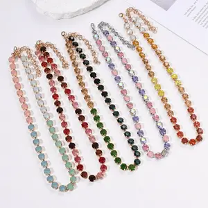 Vintage Rhinestone Necklace For Women Jewelry Gifts Adjustable Square Glass and resin rhinestones Fashion Jewelry Necklace
