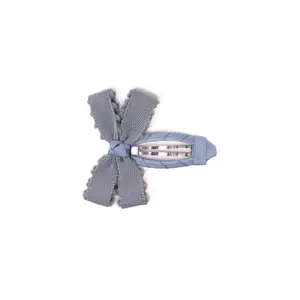 Fabric Butterfly Hair Clip – Denim Blue Dot Trim