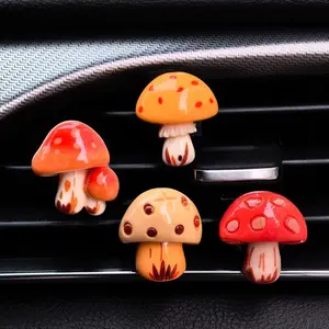 4pcs Car interior accessories with cute mushroom decorations on the air vents add vitality to the car interior Girly Car Accessories, Car Decoration Set