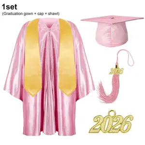 Satin Shiny Kindergarten Graduation Cap and Gown Costume Set, 2026 Congrats Grad Outfit with Tassel, Graduation dress for Class of 2026 Photoshoot,Satin Kindergarten Graduation Outfitfor Son DaughterNephew Pre-K Preschool Kindergarten Clothes