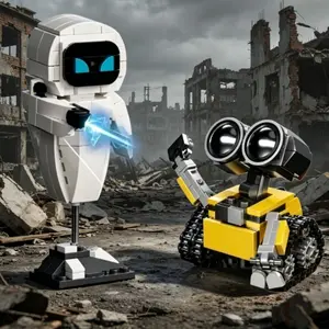 Wall-E & Eve Mecha Robot Building Kit, Creative Desktop Decoration, Anime & Movie Theme Assembly Model, Holiday Collectible Gift