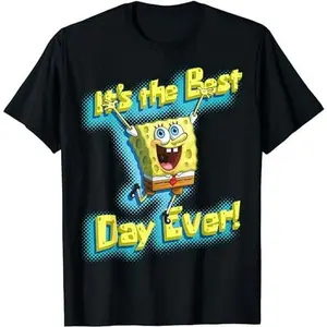 SpongeBobb It's the best day ever T-Shirt Cotton Tshirt graphic  tee