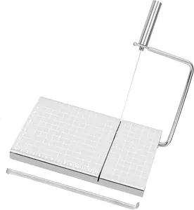 Stainless Professional Cheese Slicer with 5 Replacement Wire,Cutter and Measurement Grid Board, For Block Cheese,Cheese, Effortless Slicing