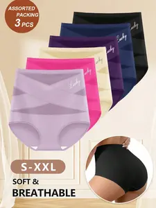 Women's High-Waisted Fitted Mesh Panties Set (3-Pack), High Rise Panties, Soft Breathable Non-Irritating Design, Comfortable All Season Underwear, Underwear Sets, Sizes S-XXl, High Waisted Panty, Womenswear  Women's Seamless Breathable Knickers