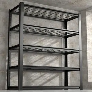 Heavy-Duty Industrial Metal Shelving Unit Ultra-Tall 72-Inch Reinforced Design with Adjustable Shelves Spacious Floor-Standing Utility Shelving for Garages Warehouses and Workshops Black Sturdy Frame