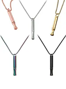 Stainless Steel Breathing Necklace, Anxiety Relief Necklace, Breathing Meditation Necklace, Stress Relief Pendant Necklace, Suitable for Both Men and Women, Jewelry Gift