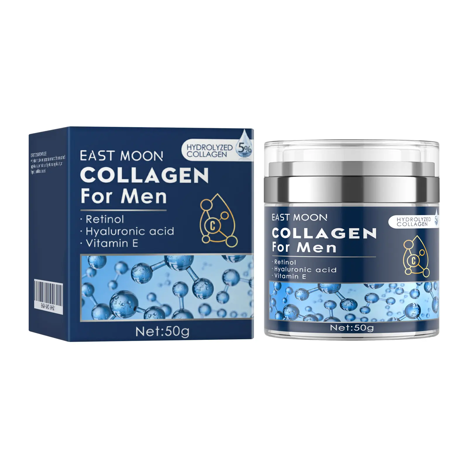 【2 bottles work better】 Collagen Men's Anti-Aging Wrinkle Cream, Men's FaceMoisturizer Cream 50g, Skin Firming and TighteningLotion, Firming Hyaluronic Acid Moisturizer Lightweight Restore Moisture Hydrate moisturizer face