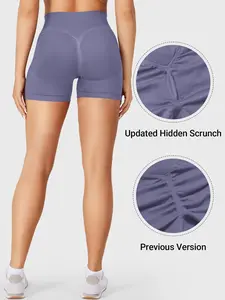 BBFIRA Seamless Visual Women's Butt-Lifting Shorts, Workout Impact Shorts, Cross V-Shaped Sporty Peach-Coloured Shaping Hidden-Seam Cross-Front Waistline High Stretch Solid Shorts, Seamless Gym Short