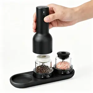 ODIFORGO Rechargeable Electric Spice Grinder with Adjustable Coarseness, Mini Stainless Steel Pepper & Sea Salt Grinder with 2 Spice Chambers for Kitchen, BBQ, Camping & Gift Giving