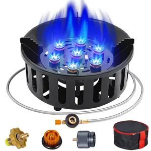 Bestfire 9.25'' 72,000 BTU Outdoor Propane Stove，Portable  Single Burner, Windproof Design, Piezo One-Touch Ignition, Includes Carry Bag, Hose & 3 Adapters for Camping, Backyard Cooking picnic cooker