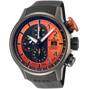 Men's Chronorally Automatic Watch in Titanium, 45mm Waterproof Chronograph with Scratch-Resistant Sapphire Crystal and Silicone Strap, Waterproof Watch