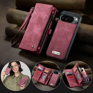 Wallet Case for Google Pixel 10/10 Pro Xl/pixel 9a/9 Pro Xl, Card Holder, Magnetic Stand, Zipper, Protective Cover, Accessory