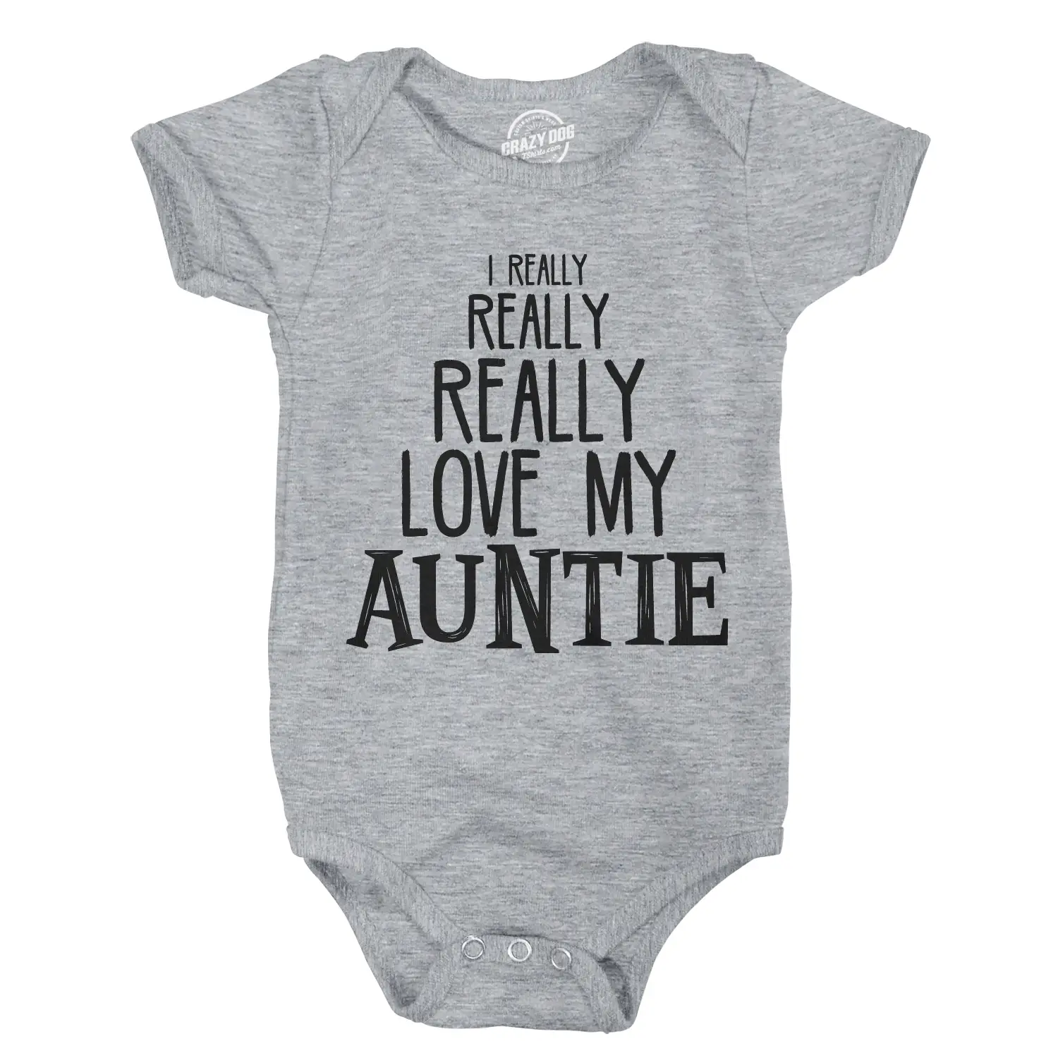Baby Really Really Love My Auntie Cute Funny Shirt Infant Creeper Gift Aunt Funny Baby Onesies Funny Aunt Onesie Novelty Onesie Light Grey