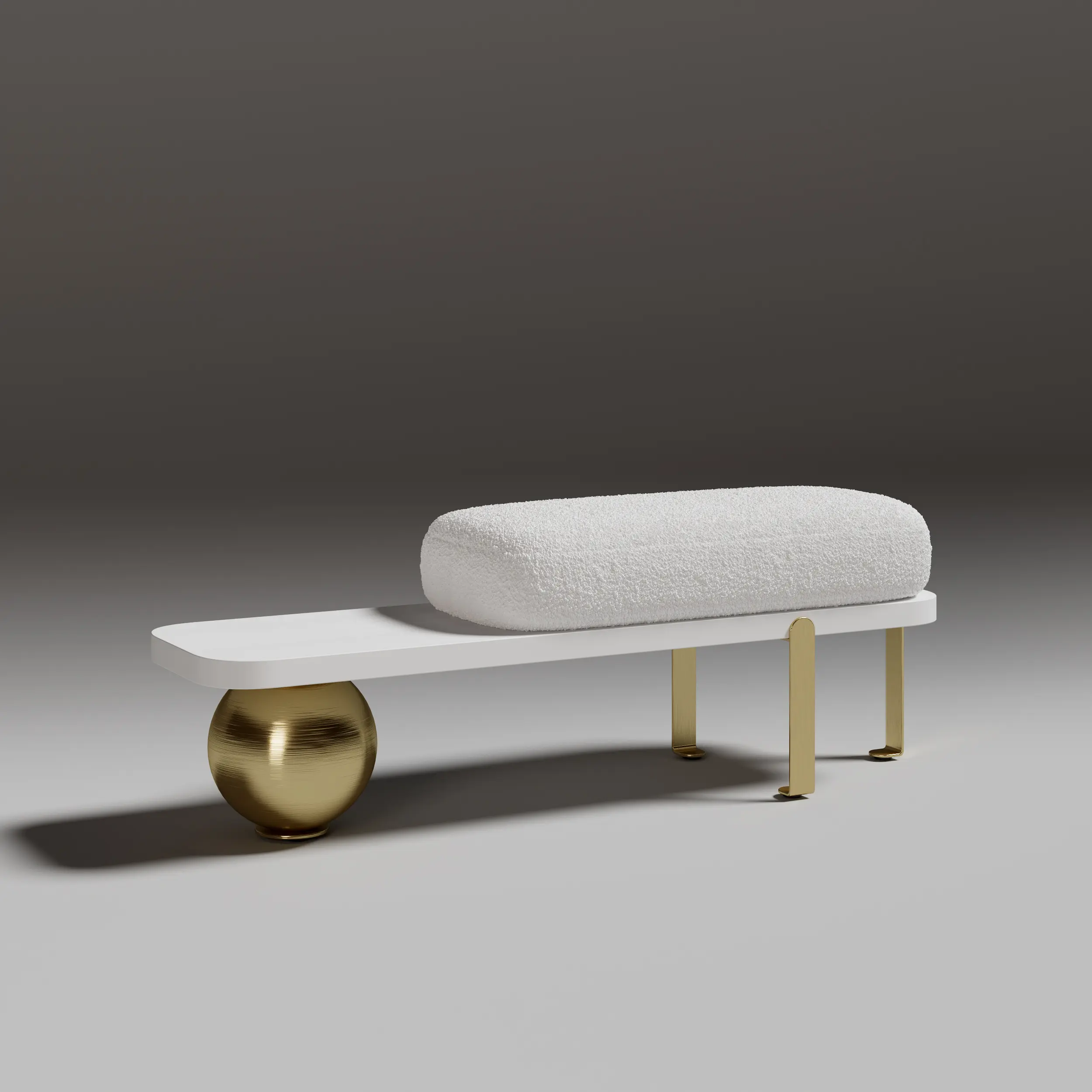 Homary Contemporary White & Gold Wooden Indoor Entryway Bench - Fleece Cushioned Single-Person Furniture with Abstract Metal Legs, 47" Wide Seat Room, 17" Tall Entry Spot, 14" Depth, for Toys Storage