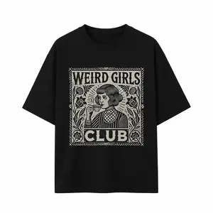 Weird Girl Club Shirt, Quirky Gothic Pattern T-Shirt, Vintage Alternative Girl T-Shirt, Witch Aesthetic Clothing