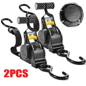Retractable Ratchet Straps, Heavy Duty Auto Self Retracting Tie Down Straps for Truck, Cargo Trailer, Motorcycle, Rad, 1 Inch x 10 Feet (1,500lb Break Strength)