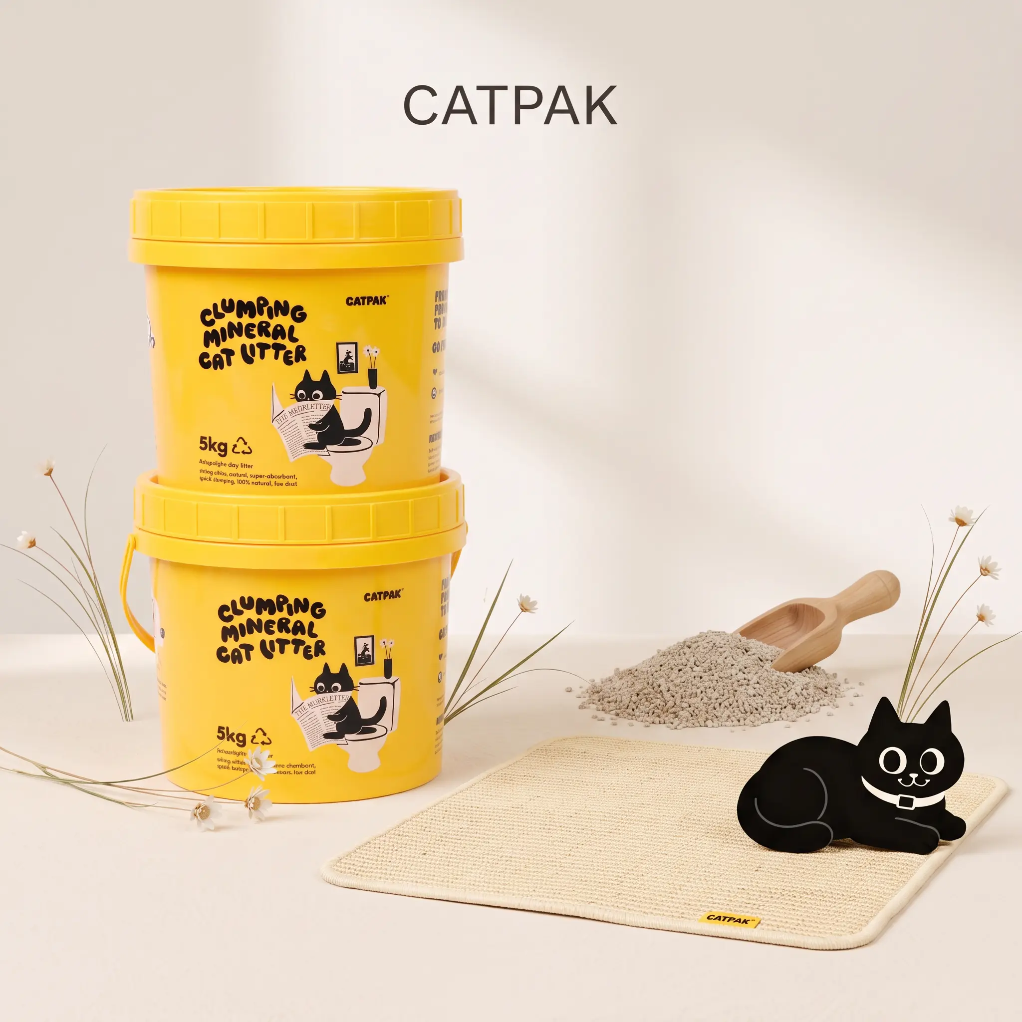 CATPAK Cat Litter Starter Bundle, 2 × 5KG Mineral Cat Litter + FREE Sisal Cat Scratching Mat, Fast Clumping, Low Dust & Easy Scooping