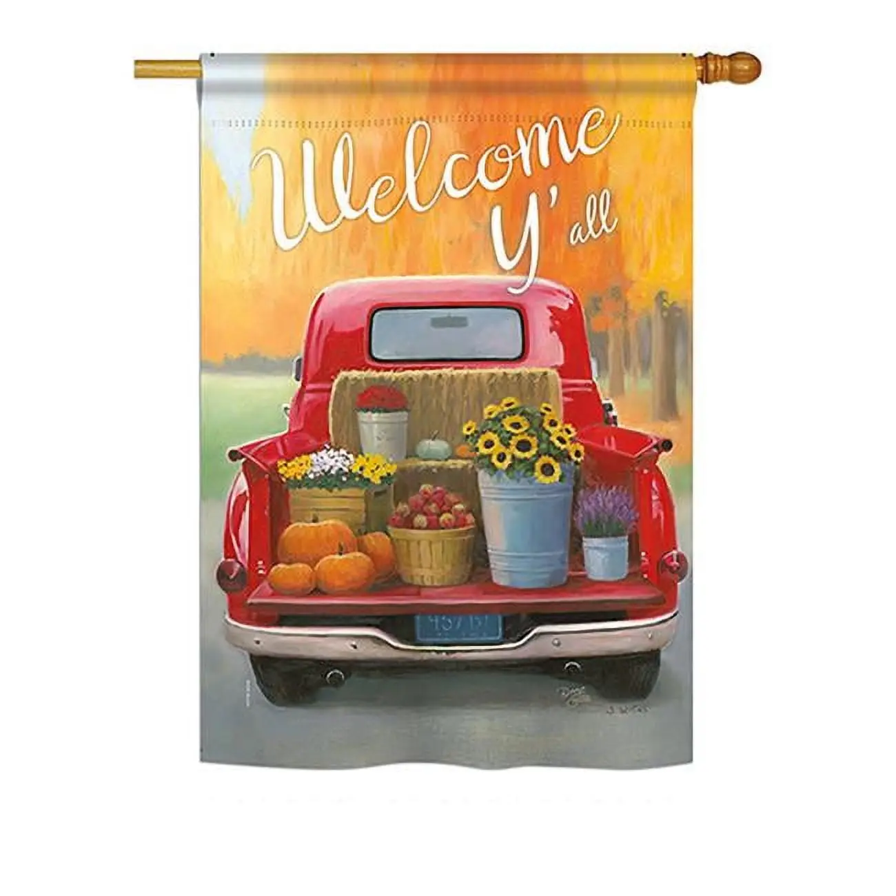 Breeze Decor BD-HA-H-113077-IP-BO-DS02-US 28" x 40" x 0.1" Vertical Print Hanging House Banner, Outdoor Display, Seasonal Autumn Harvest Welcome Truck Decor, Banners
