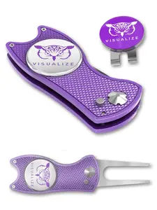 The ORIGINAL TALON PLUS | Switchblade-Style Divot Repair Tool w/ Hat Clip - LASER PURPLE