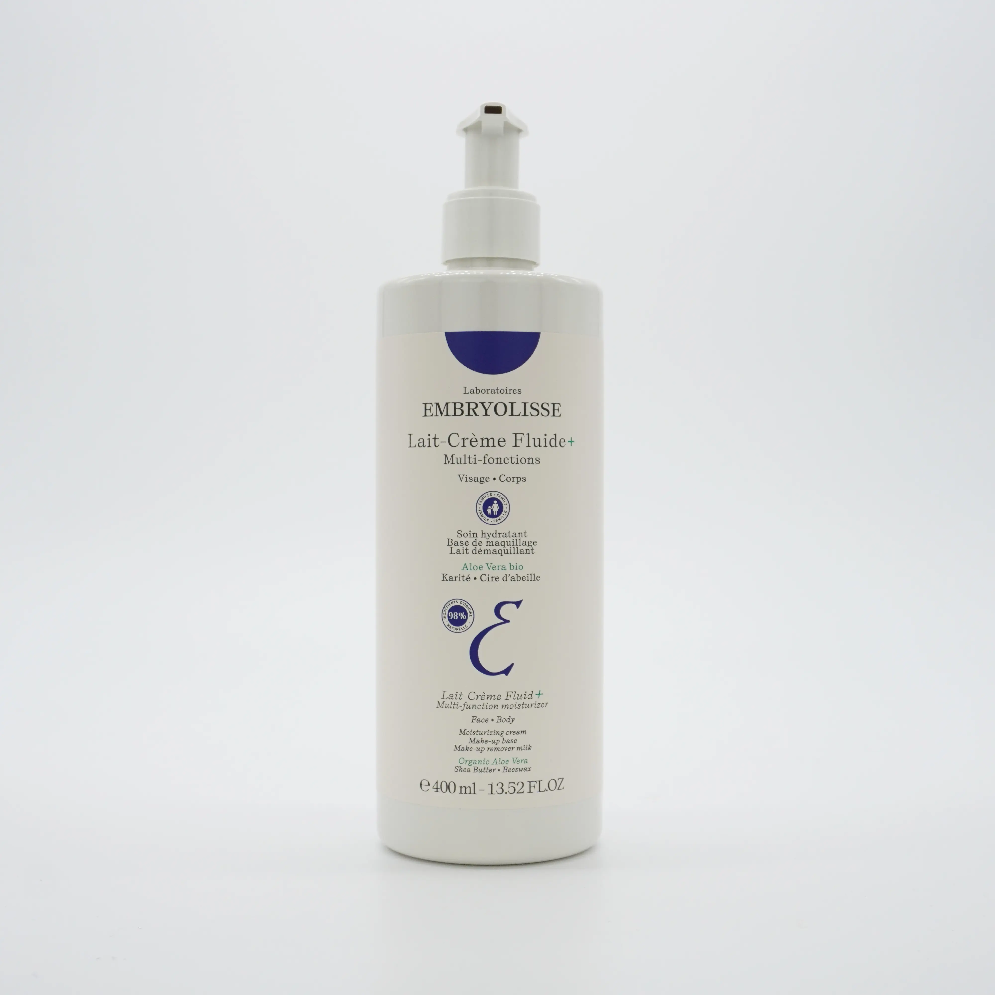 Embryolisse Lait-Crème Fluid+ 400ml Lightweight Fluid Cream - Mild, Soothing Shea Butter Formula for Sensitive Skin Daily Use, Hydrate