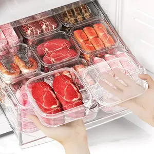 Freezer Meat Storage Containers with Lids, Transparent Food Preservation Boxes for Refrigerator, 1/2 Pack, Ideal for Frozen Vegetables & Meat
