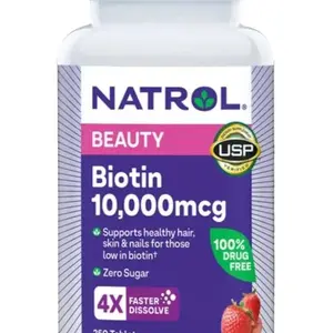Natrol Biotin 10,000 mcg. Fast Dissolve Tablets, 250 Tablets