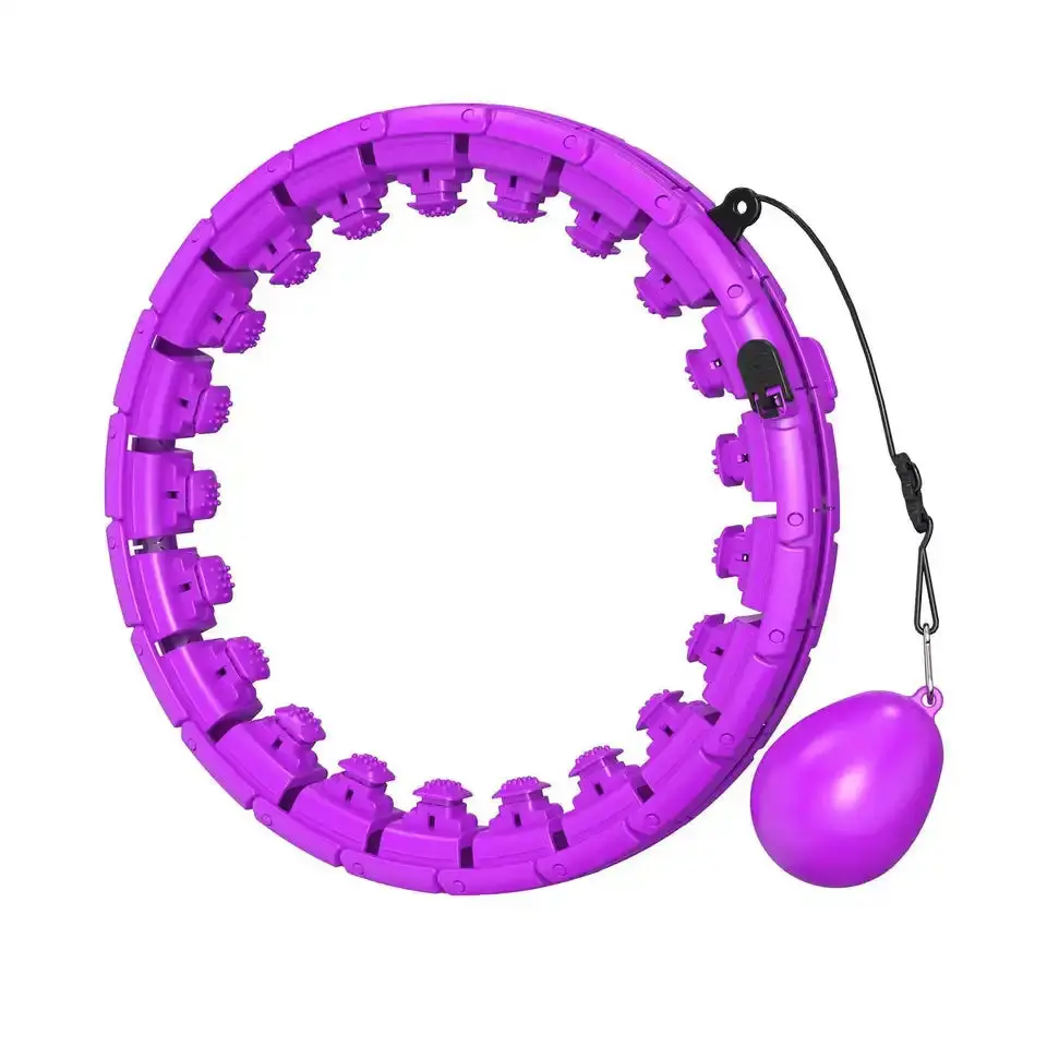 Smart Weighted Hula Hoop with Gravity Ball, Adjustable 20-52 Inch Size with 24-28 Detachable Sections for Adult Cardio Workouts and Waist Fitness Training, Cardio Work Out, 24 To 28 Detachable Sections, Slim Waist, Unisex, 24-28 Segments