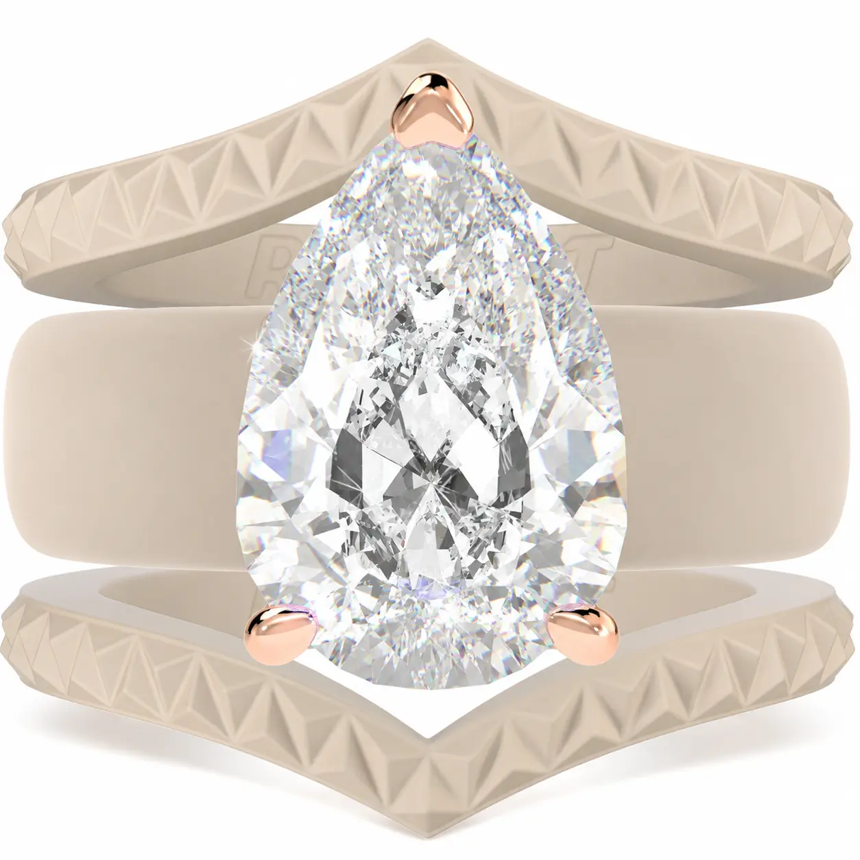 Women's Silicone Rings Stackable Set - 8×12 mm Pear Cut CZ  Set| Patent-Pending Design - GlowStone Collection