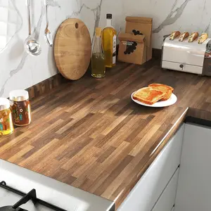 FunStick 24"x200" Butcher Block Countertop Contact Paper Wood Grain Contact Paper for Cabinet Countertops Waterproof Self Adhesive Brown Wood Wallpaper Peel and Stick Counter Top Stick Paper Removable