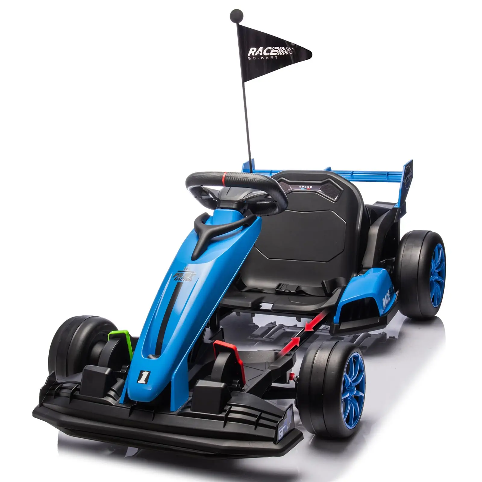 Gaomon 24V Dual-Motor Drifting Electric Go Kart for Kids Ages 3-8 (Blue) - Nylon Plastic Ride-On Toy, Electronic Brake, Rechargeable, Enhanced Maneuverability, Forward & Reverse Function, Smooth Speed Control