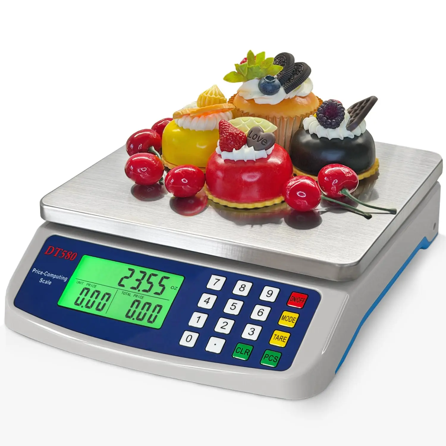 Waveports Large Digital Kitchen Scale 40kg/88lb Stainless Steel Price Computing Scale Counting Scale Deli Scale with LCD Display for Baking Bread Cooking Meat Prep Parts and Coins Adapter Included