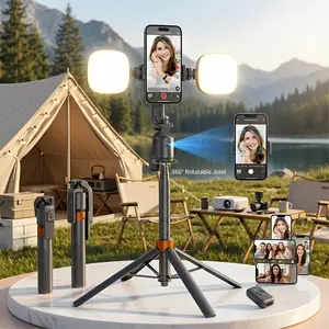 360°Rotatable Rotatable Selfie Stick Tripod Remote Rechargeable Smart Face Tracking Tripod  2 Fill Light Phone Holder for Live Streaming Vlog with