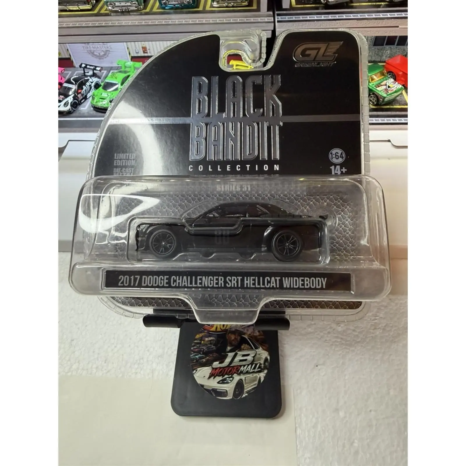 1:64 Scale Diecast Model Car, Black Bandit Collection 2017 Dodge Challenger SRT Hellcat with Widebody Kit