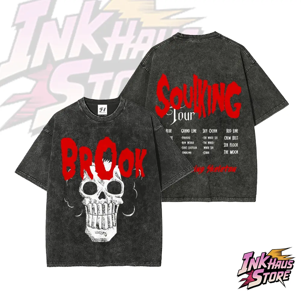 Brook, a character from One Piece.--Short Sleeve Cotton Unisex Retro wash Tee Menswear