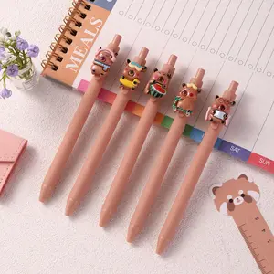 5 Cute Capybara Themed Gel Pens Set, 1.0mm Ink Smooth Writing, Perfect for Parties, School, Office Supplies, Great Gift Idea
