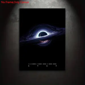 1 piece/set of frameless canvas painting poster, classic science fiction art, Modern home decor, Space theme design, space black hole STAY, perfect gift for astronomy enthusiasts, ideal for bedroom, living room, mural, wall & room decor