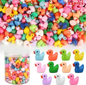 240pcs Mini Ducks, Tiny Resin Duck Figurines Colorful Plastic Small Ducks Bulk for Miniature Landscape