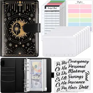 Budget Binder, Money Saving Binder with Zipper Envelopes, Cash Envelopes and Expense Budget Sheets for Budgeting (Black Golden)