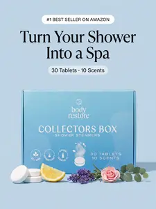 Body Restore Shower Steamers Aromatherapy 30 Pack – Fathers Day Gift for Dad, Birthday Gifts for Women & Men, Spa Stress Relief & Relaxation Self Care Gifts – Premium Collectors Box Skin Repair Scent